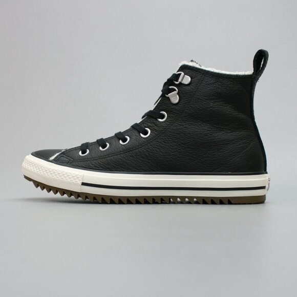 Converse Ladies 8 CTAS Hiker Boots Black Leather Fleece Lining Sneakers Shoes - Picture 2 of 12